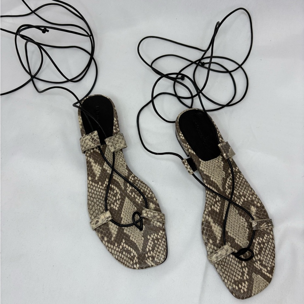 Brand New! Reformation Alize Snakeskin Lace-Up Sandals - Picture 4 of 12